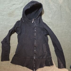 Black Hooded Zip-Up Jacket